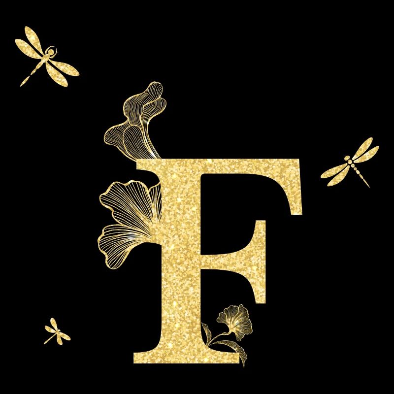 Buchstabe f Goldene Glitzerlibelle - Geschenkidee