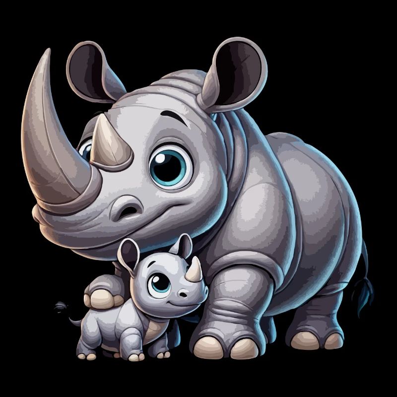 Nashornmutter mit Kind