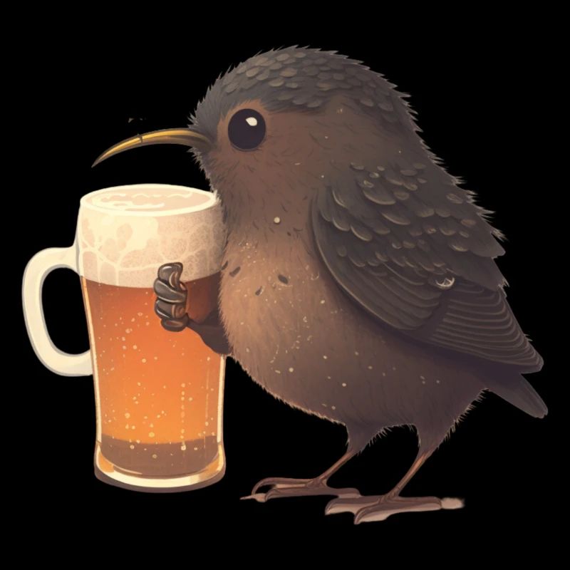 Süßer Vogel trinkt ein großes Glas Bier