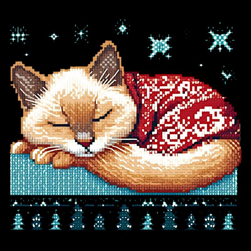 Chat endormi de Noël laid