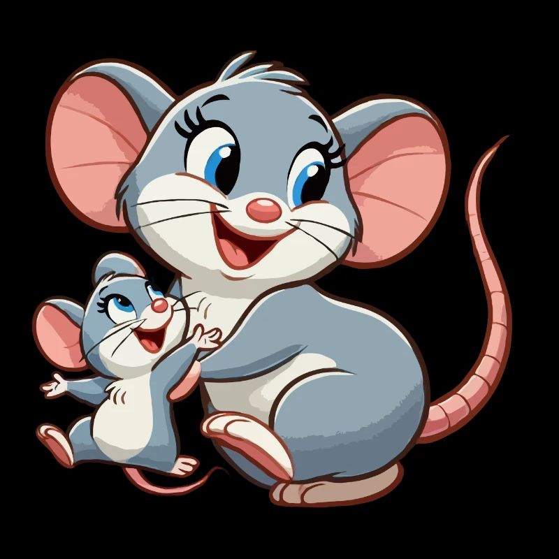 Mäusemutter mit herumtollendem Kind