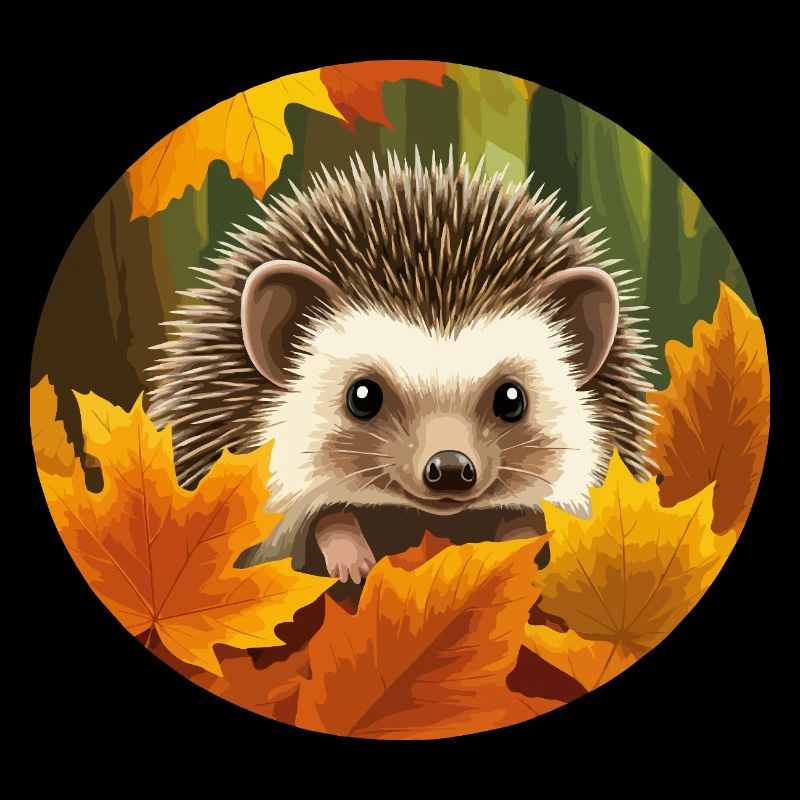 Hedgehog between leaves