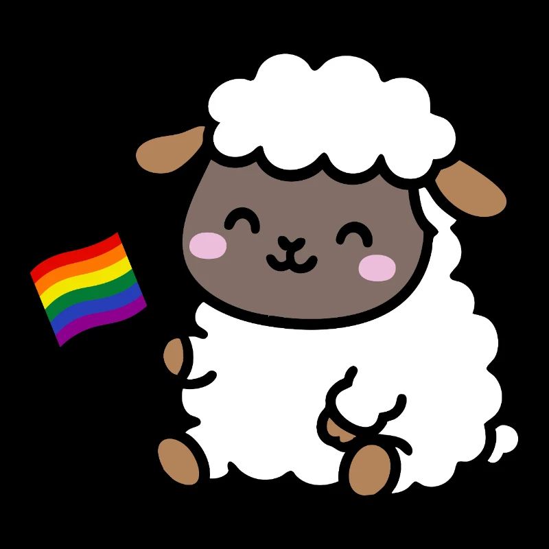 Kleines Pride-Schaf mit Regenbogenfahne