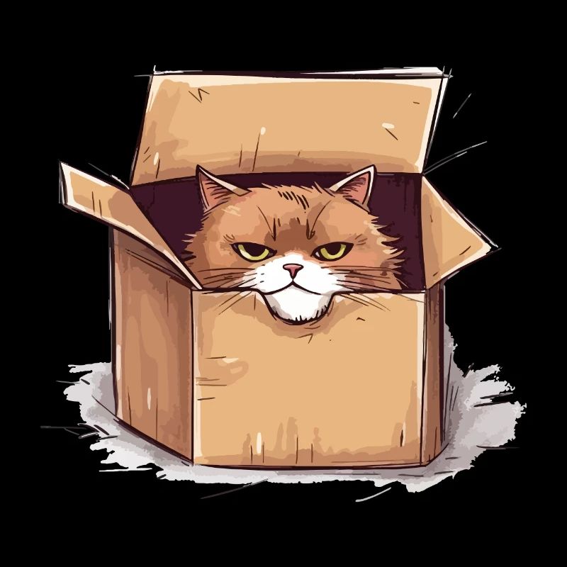 Cat grumpy grumpy grumpy sits in the box