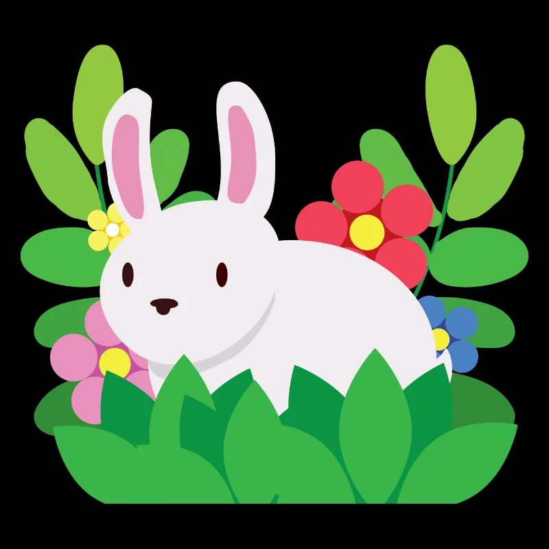 Mignon lapin moelleux Cottagecore avec des fleurs