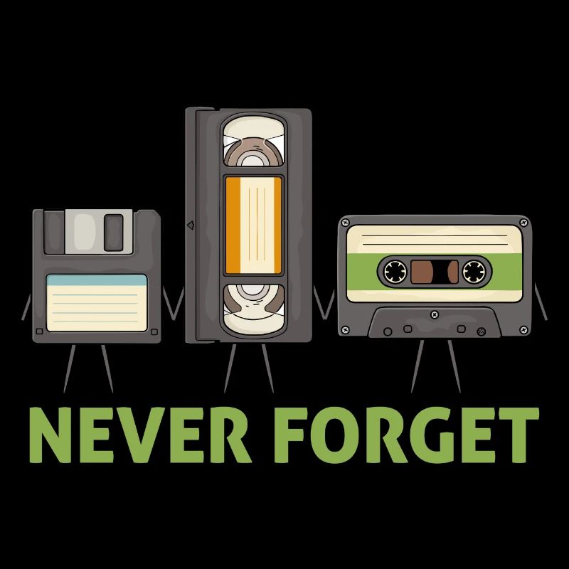 Never Forget Floppy Disk Video Tape Cassette