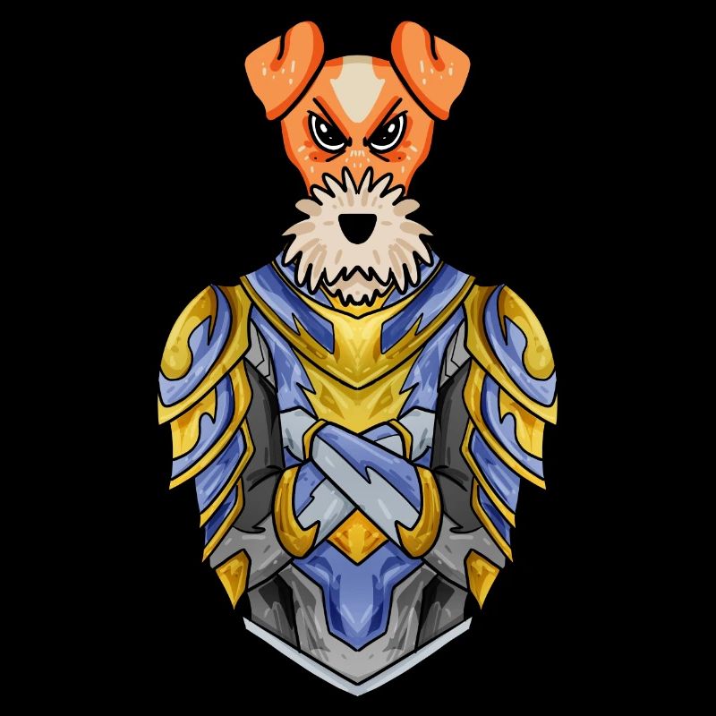 Ritter Hund Hunderasse Foxterrier mit Rüstung