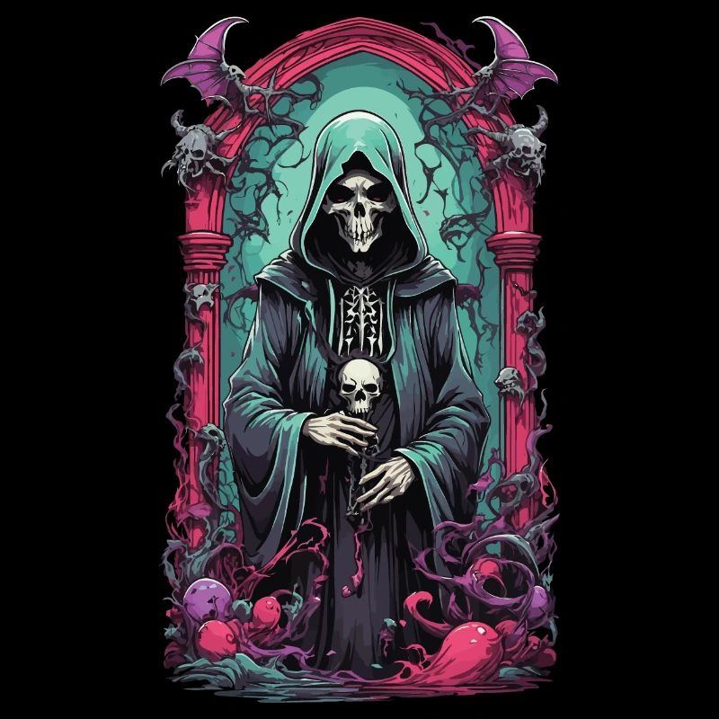 Grim Reaper Skeleton Mage Gothic Artwork