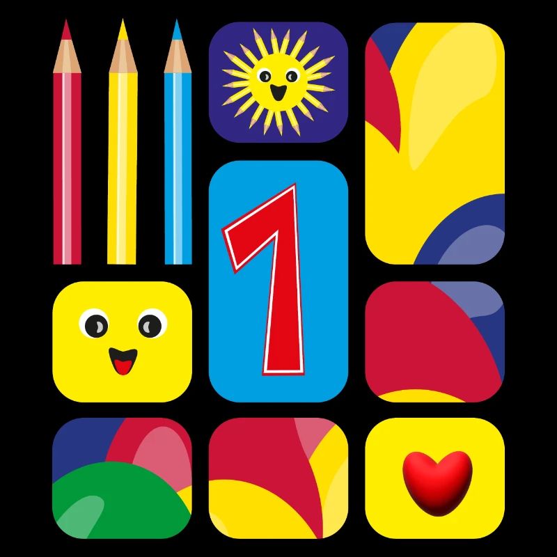 Bunte eins zum Geburtstag oder zur Grundschulzeit.