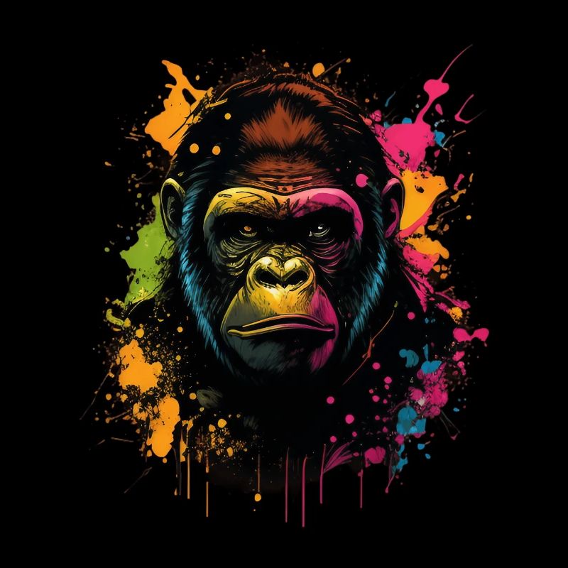 Colorful Gorilla Splash Art Expression