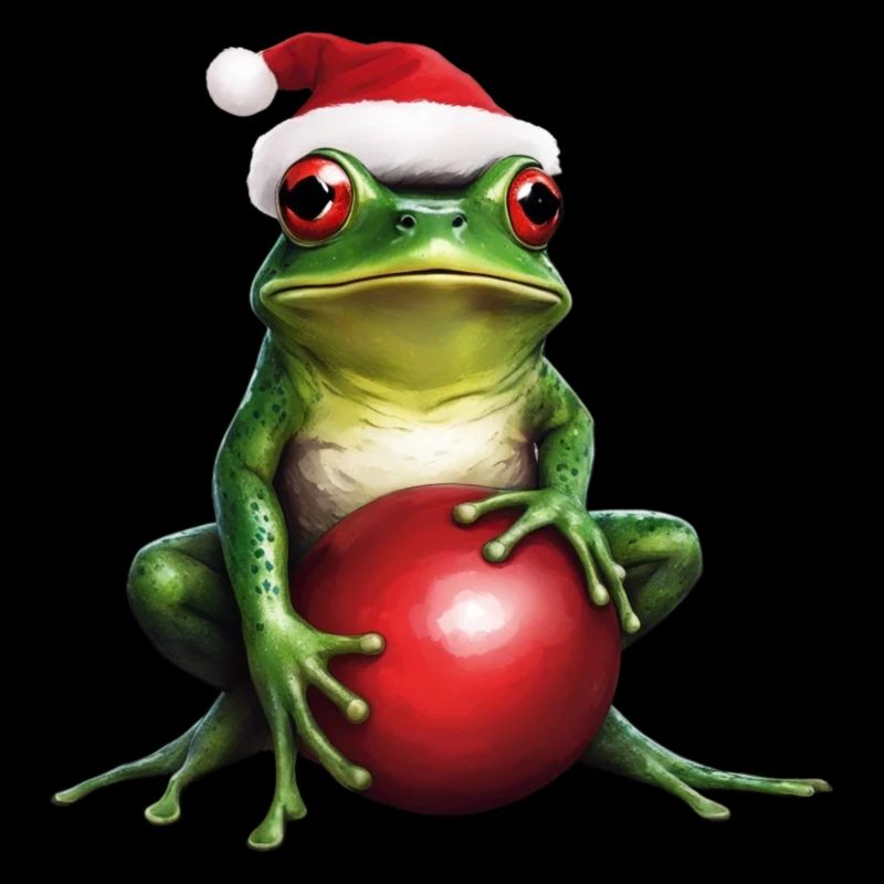 Frosch mit Weihnachtskugel 1