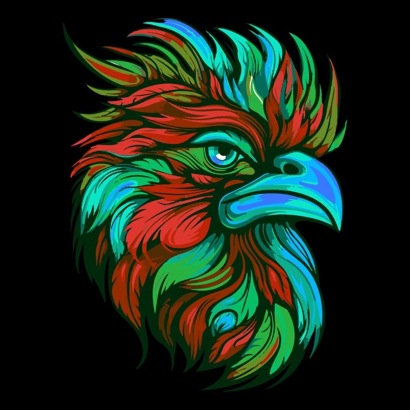 Portrait de coq coloré