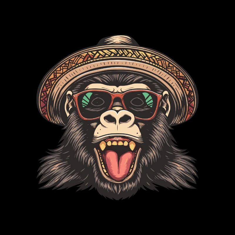 Gorilla Comic Lustig Sombrero