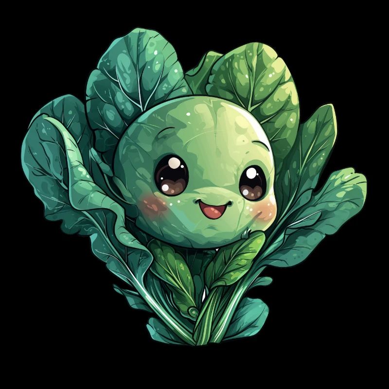 Cabbage happy comic style