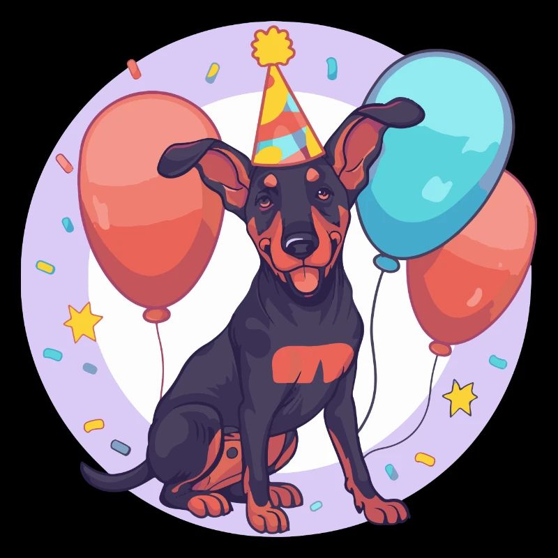 Dobermann Hund Geburtstag Comic