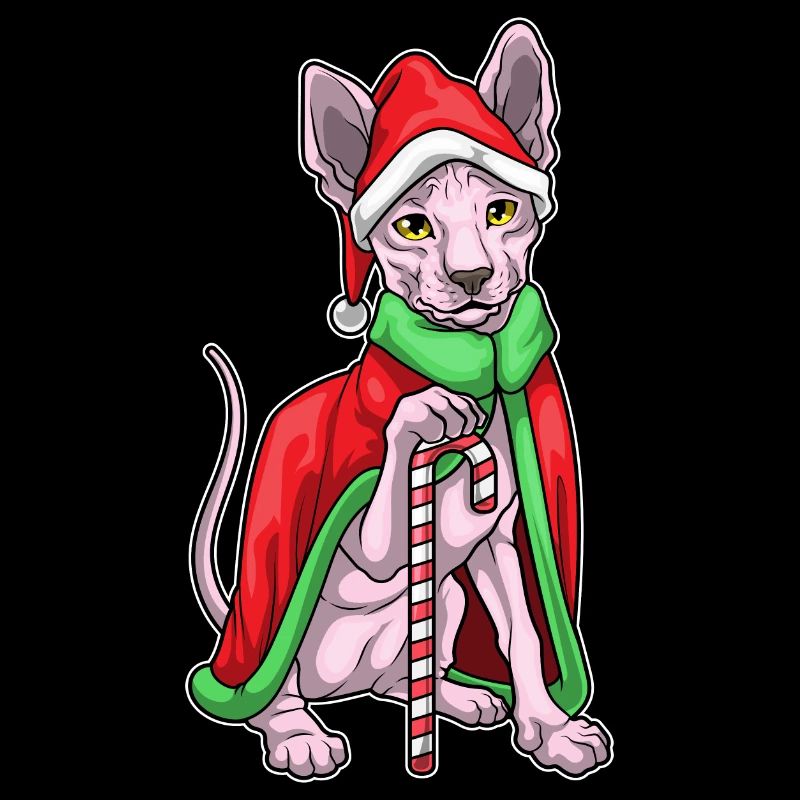 Sphynx Cat Christmas Candy Cane