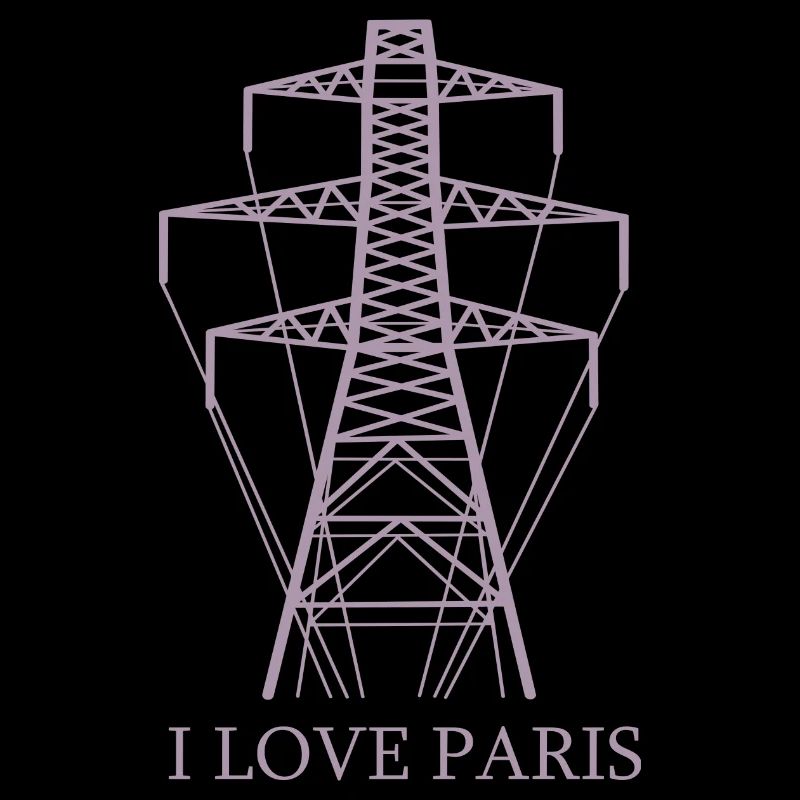Strommast als Eiffelturm "I Love Paris" Satire