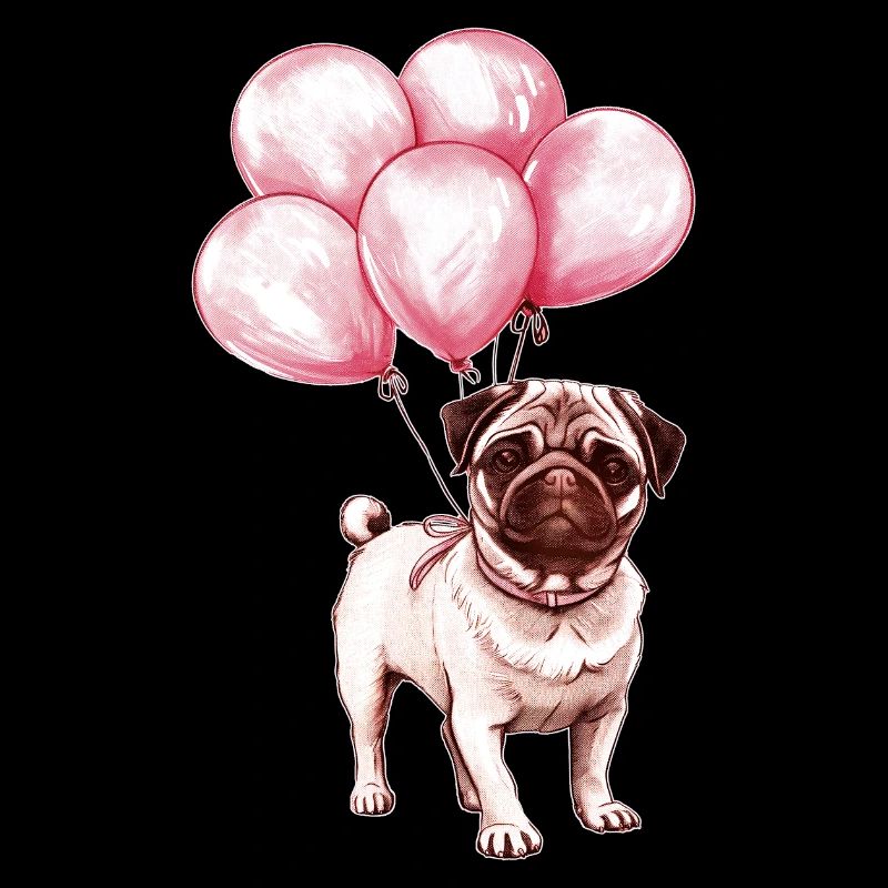 Mops mit Luftballons