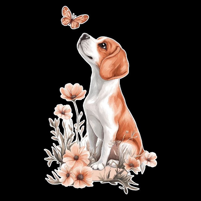 Beagle et papillon
