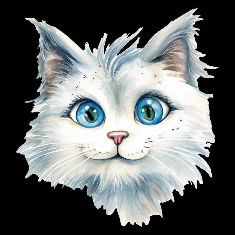 Norwegian Forest Cat Watercolor Drawing