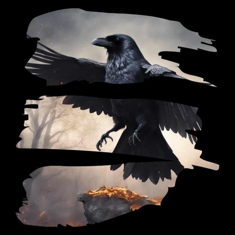 Dunkle Krähe zerrissen