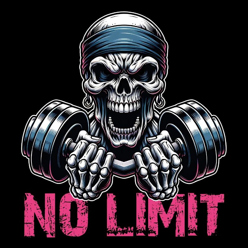 Crâne de musculation No Limit Workout avec haltère