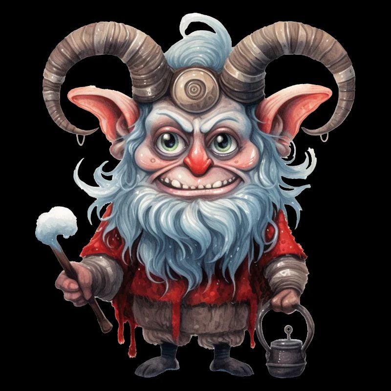 Krampus Watercolor Drawing