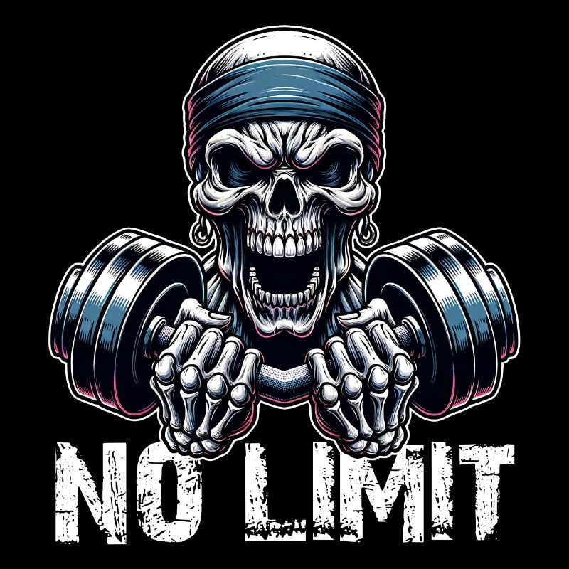 Crâne de musculation No Limit Workout avec haltère