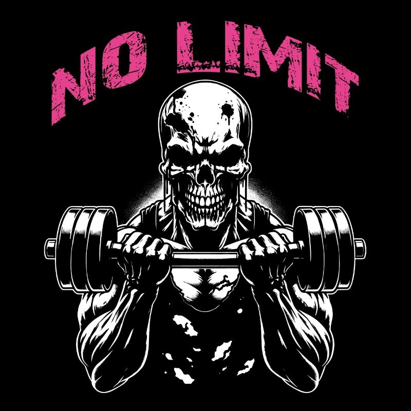 Crâne de musculation No Limit Workout avec haltère