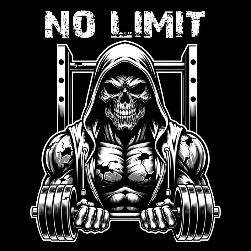 Crâne de musculation No Limit Workout avec haltère