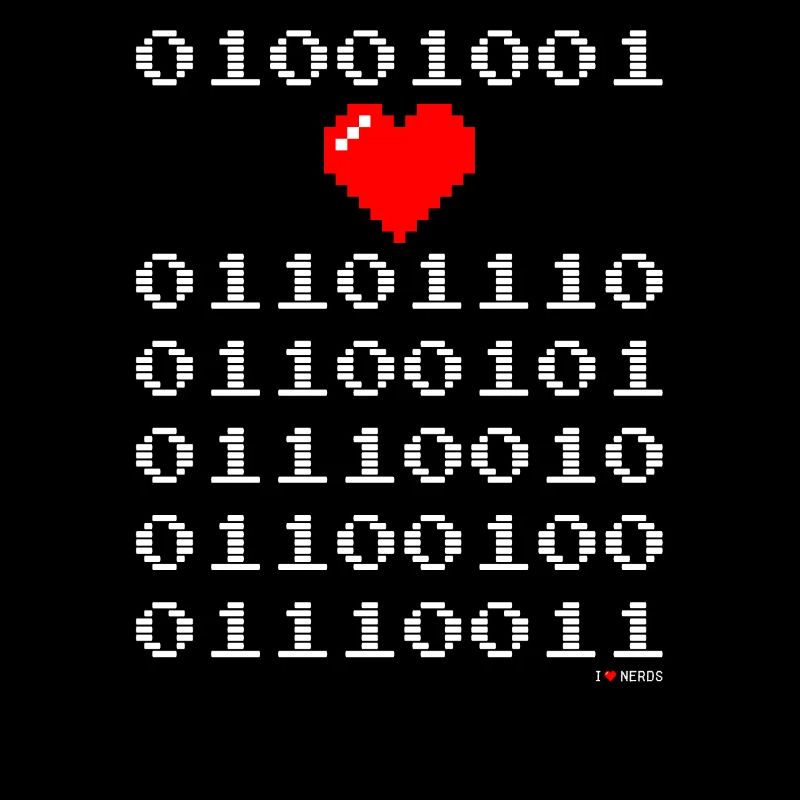 I Love Nerds tshirt - I Heart Nerds in Binary