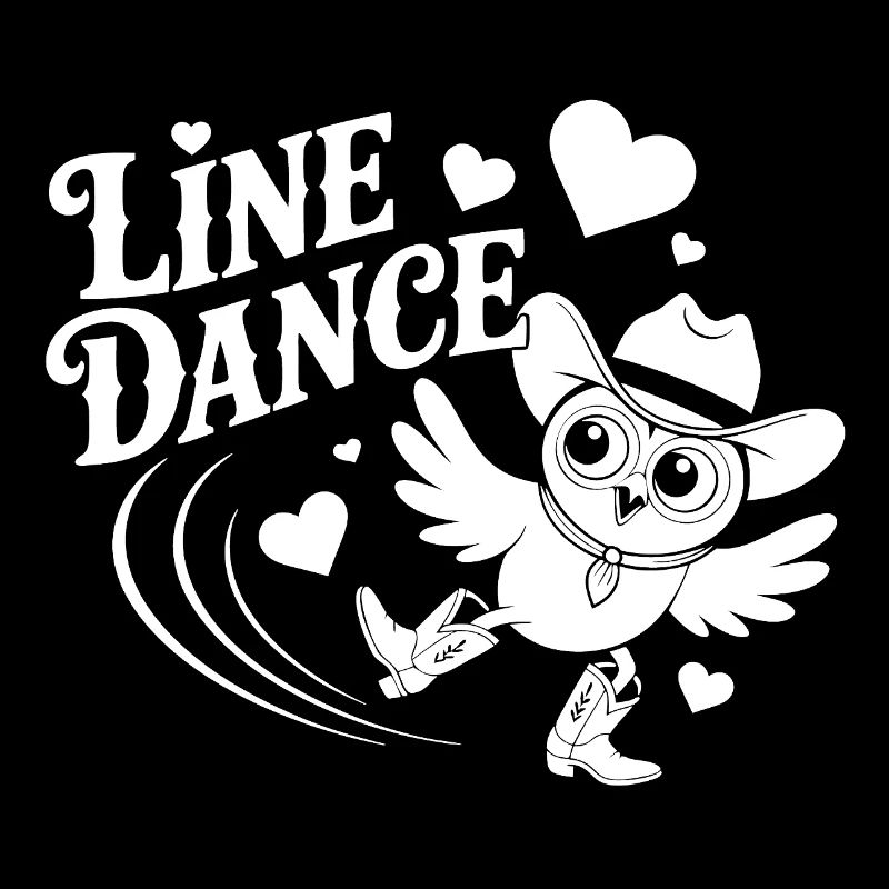 Line Dance Eule lustige Eule mit Stetson und Boots