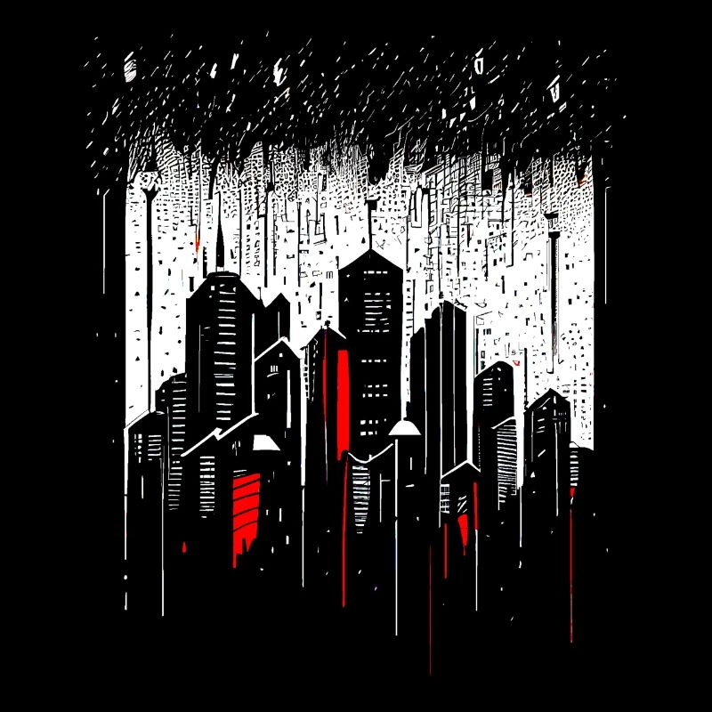 Minimalist metropolis skyscraper in the rain