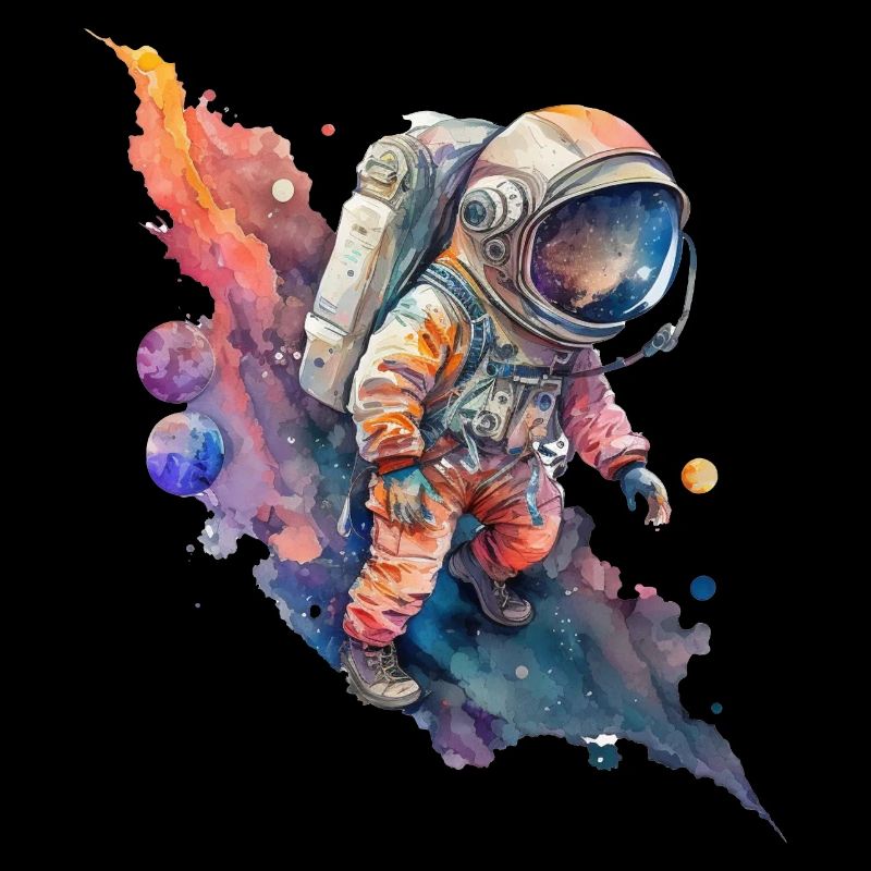 Astronaut Weltall Wasserfarben