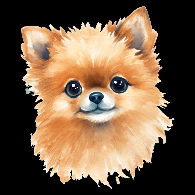 Dessin à l’aquarelle miniature de Spitz