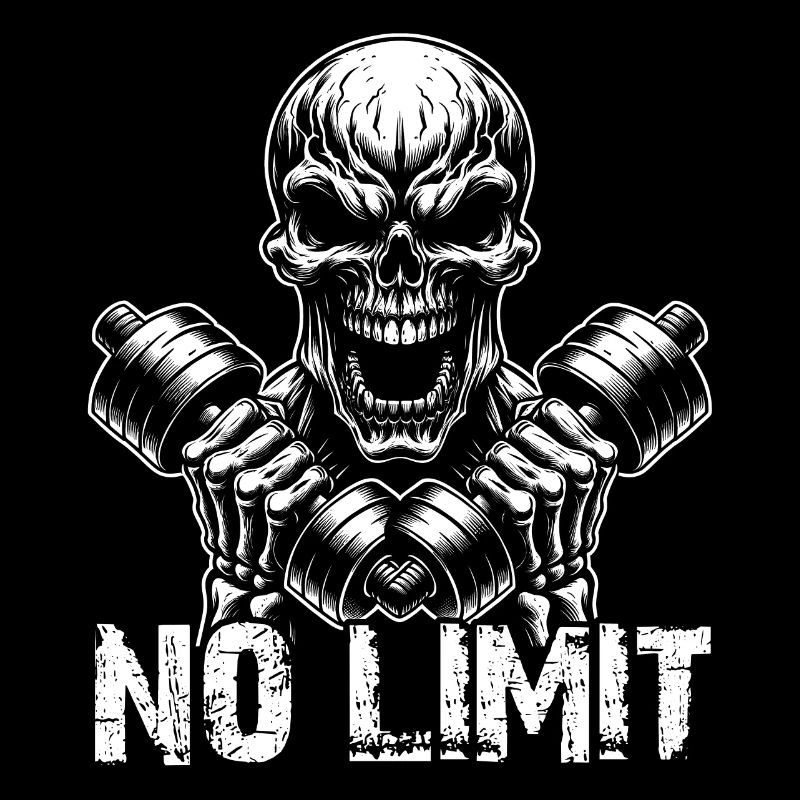 Crâne de musculation No Limit Workout avec haltère