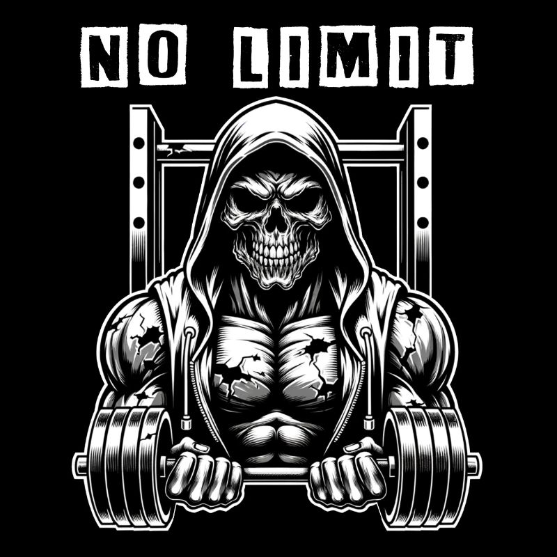 No Limit Workout Bodybuilding Skull with Dumbbell