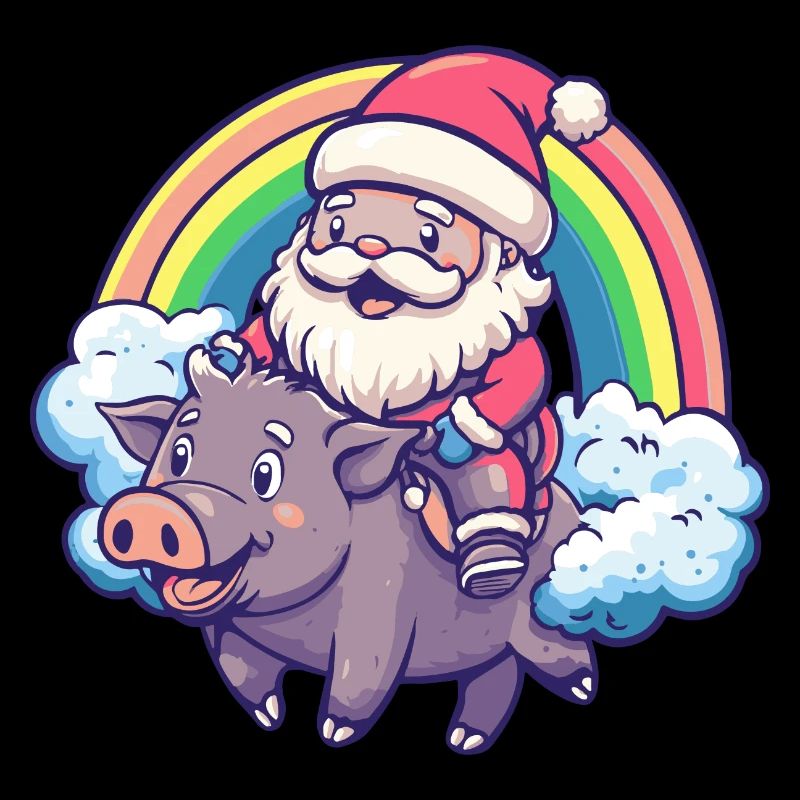 Schwein Weihnachtsmann Regenbogen Wildschwein