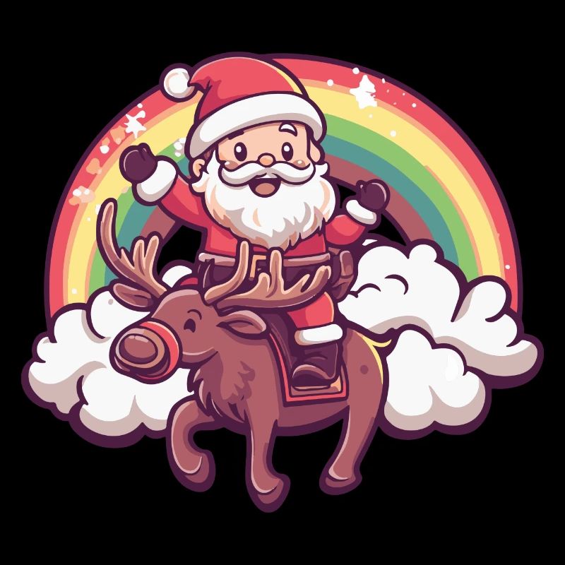 Elch Weihnachtsmann Regenbogen