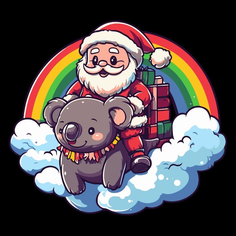 Koala Weihnachtsmann Regenbogen