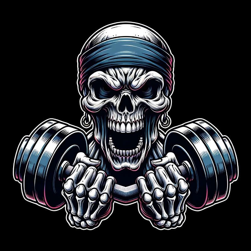 Crâne de musculation No Limit Workout avec haltère