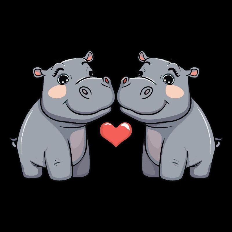 Nilpferd Paar Valentinstag