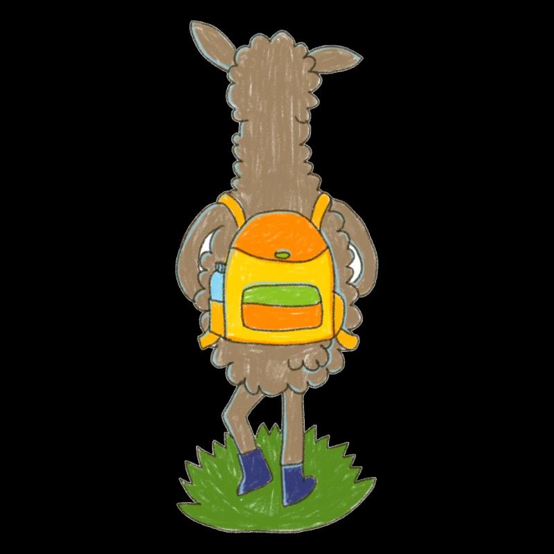 Lama mit buntem Rucksack