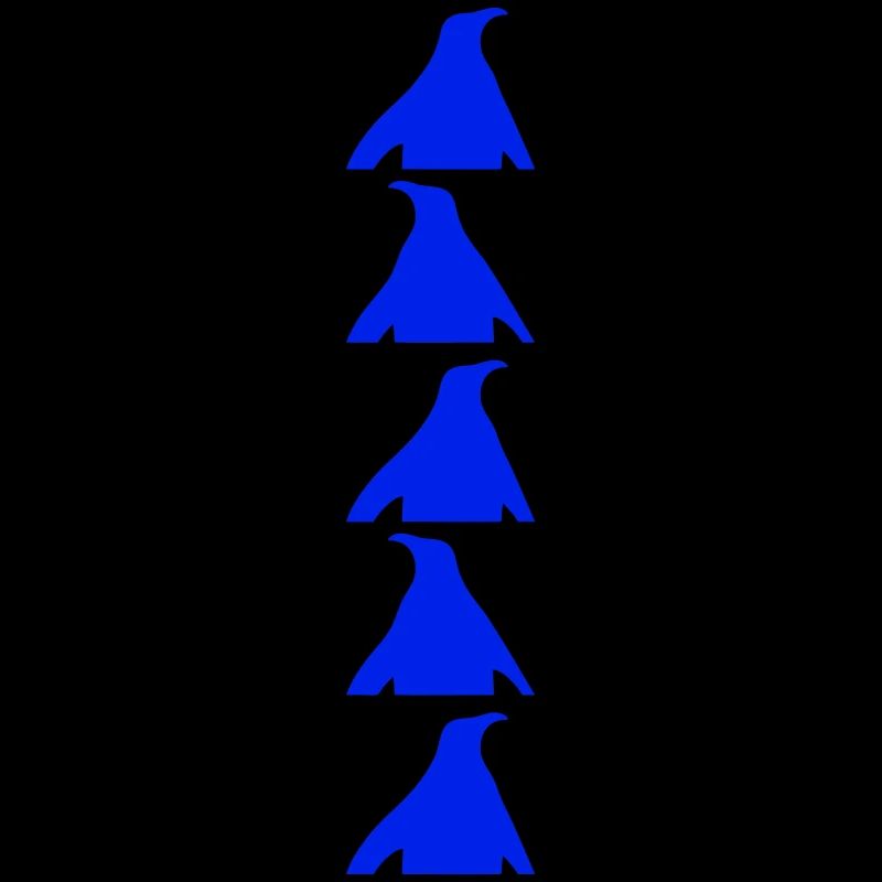 5 Silhouettes de pingouins bleus Amis Équipe Rangée