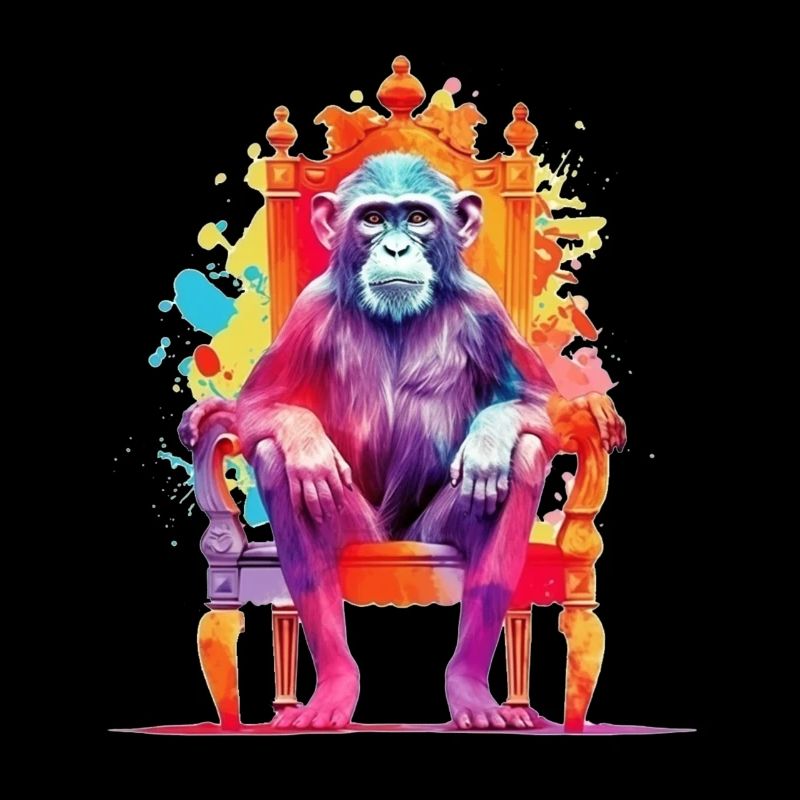 Affenkönig - Affe auf Thron - Farbenspiel