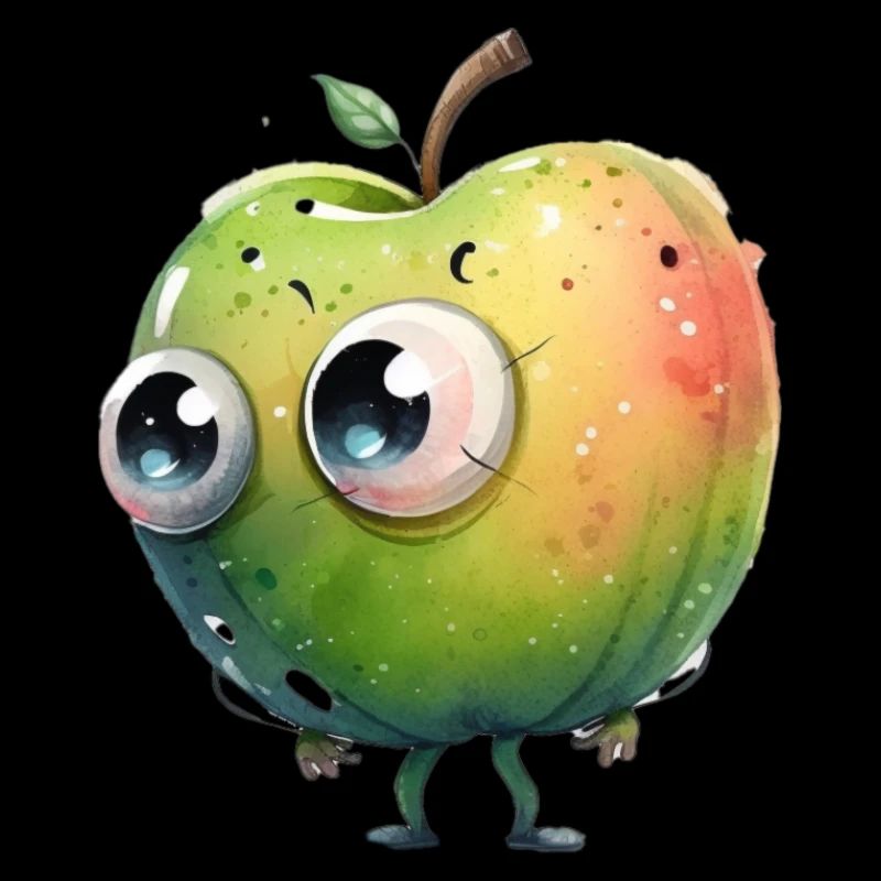 Cute apple character with googly eyes