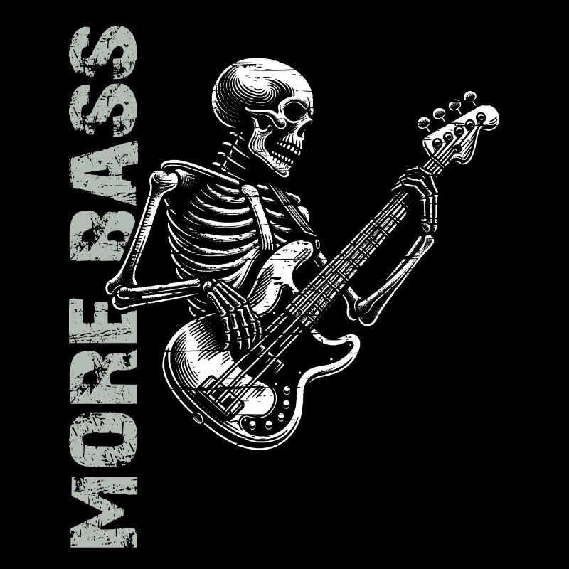 Crâne de squelette avec guitare basse et basse Saying More
