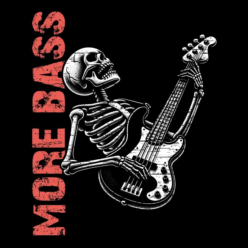 Crâne de squelette avec guitare basse et basse Saying More