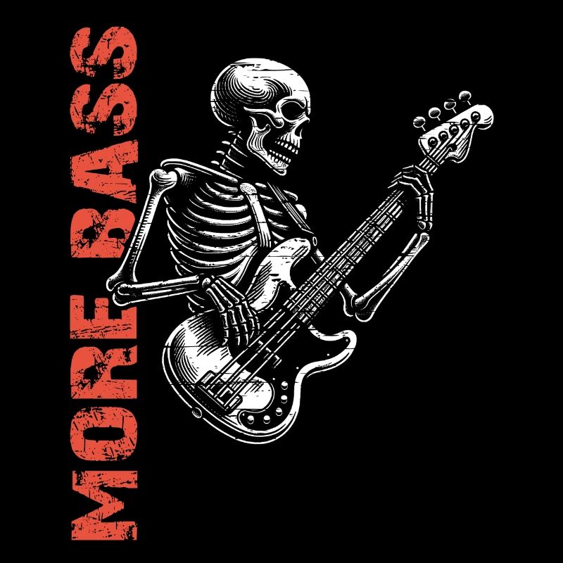 Crâne de squelette avec guitare basse et basse Saying More