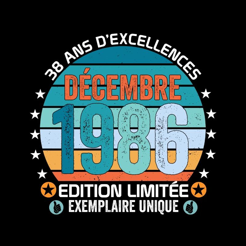 38e anniversaire Décembre 1986 idée Cadeau 38 ans